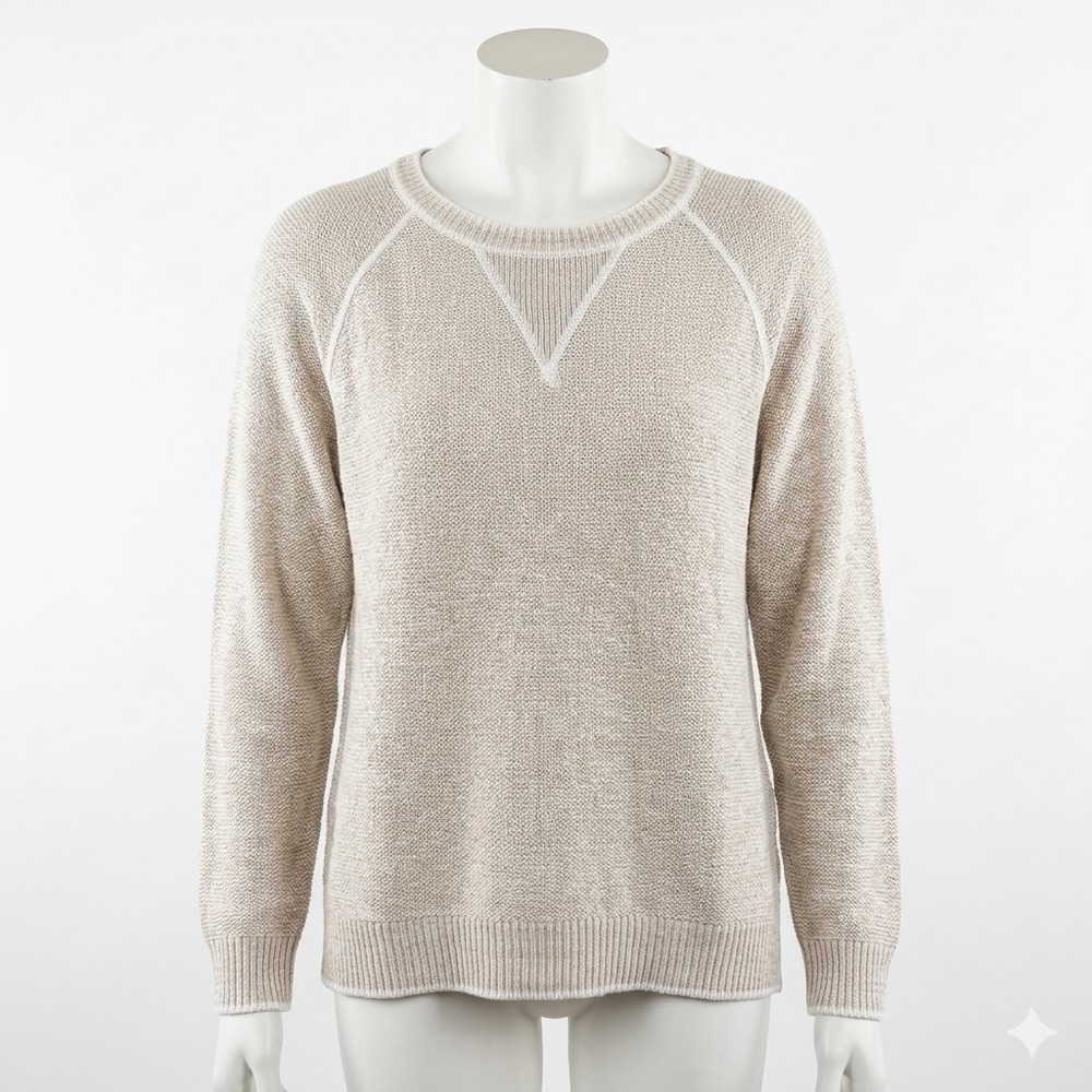 Cotton Country By Parkhurst 100% Cotton Beige Raglan Knit Sweater Women’s XL